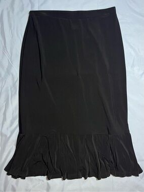 Vintage Elementz Black Ruffle Drop Hem Midi Skirt